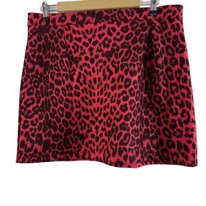 Leopard Print Suede Mini Skirt XL Red and Black